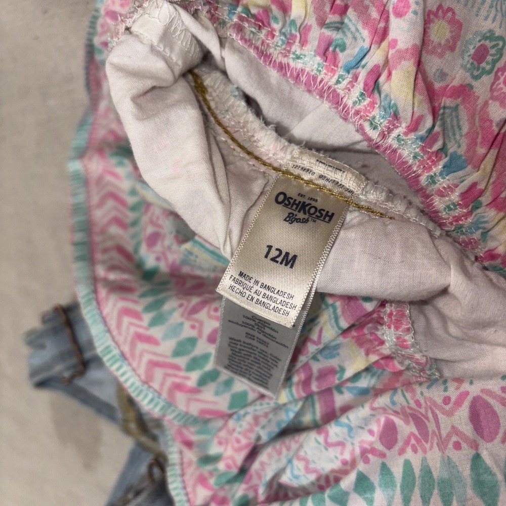 Oshkosh B'gosh Vestbak Tiered Layered Denim Overalls Dress Jumper 12 months Girl - Picture 4 of 6